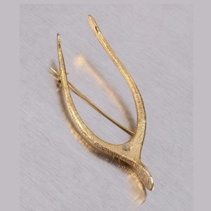 VTG 60s 70s Vans Authentics Gold Wishbone Brooch